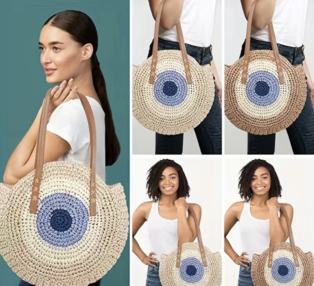 Round Straw Beach Bag The Kloset